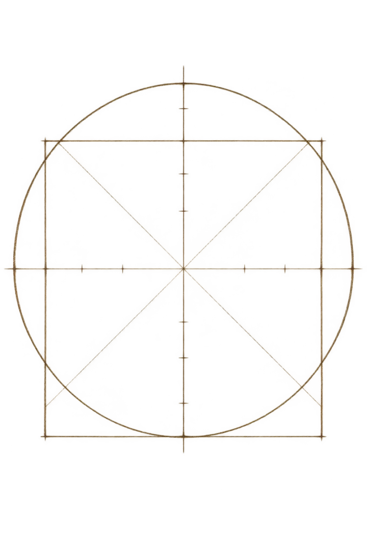 Construction du cercle et du carré, sans figure